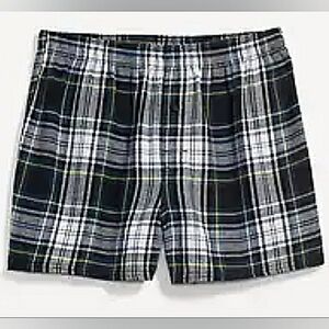Old Navy Mens XXXXL Flannel Pajama Shorts Boxers Green Tartan Plaid Blue PJs NWT
